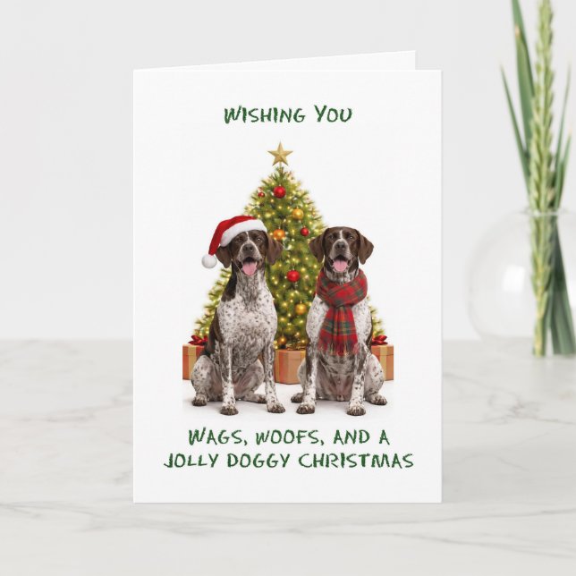 Cartão De Festividades Cães Pointer no Natal (Frente)