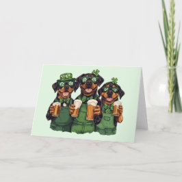 Cartão De Festividades Cães Rottweiler do Dia de São Patrício