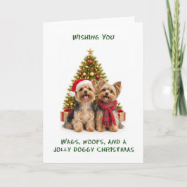 Cartão De Festividades Cães Yorkshire Terriers Natal