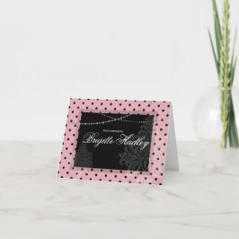 Cartão De Festividades Café da manhã e bolinhas cor-de-rosa e preto em Br