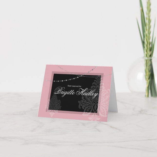 Cartão De Festividades Café da manhã e Brunch rosa e preto (Frente)