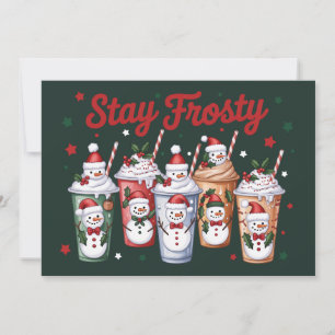 Cartão De Festividades Café Gelado Fique Frosty Natal Boneco de Neve Nata