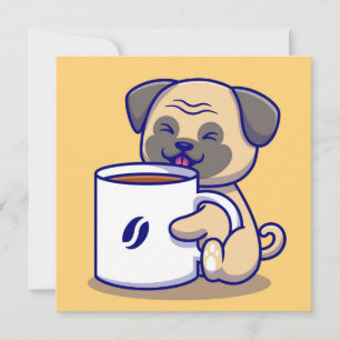 Cartão De Festividades Café Pug