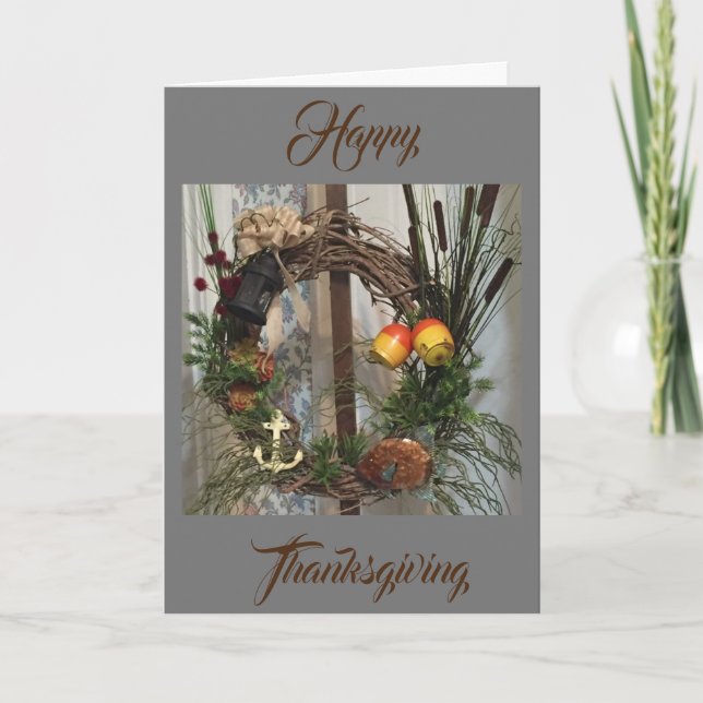 CARTÃO DE FESTIVIDADES CAIR IMAGEM COM FELIZ GRAÇAS A TODOS (Frente)