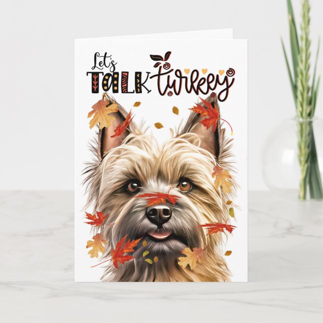 Cartão De Festividades Cairn Terrier Dog, Ação de Graças, Vamos Falar Com (Frente)