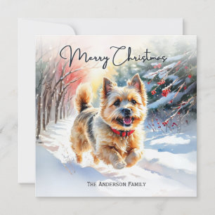 Cartão De Festividades Cairn Terrier Em Snow Winter Merry Christmas