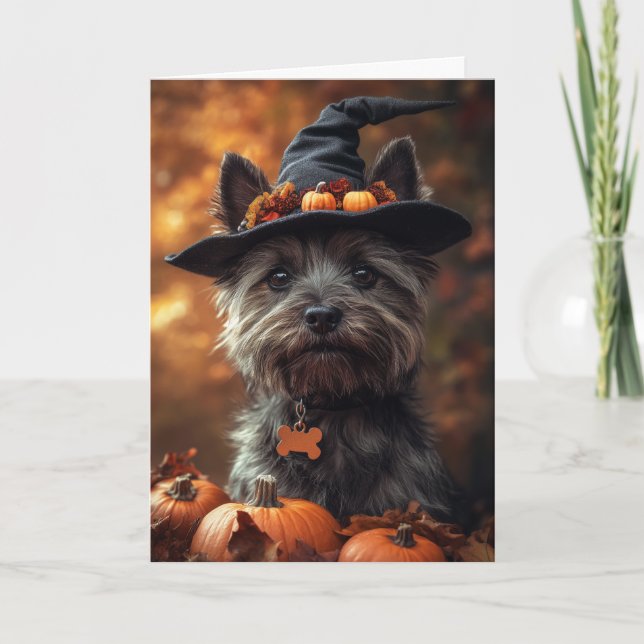 Cartão De Festividades Cairn Terrier Halloween (Frente)