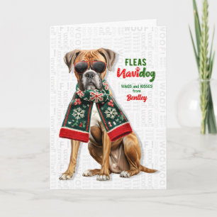 Cartão De Festividades Caixa de Cão Boxer Engraçado Navidog com Nome