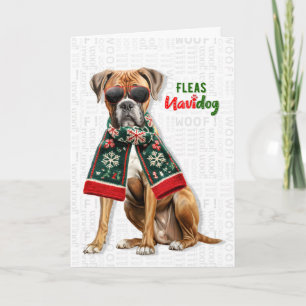 Cartão De Festividades Caixa de Cão Boxer Engraçado Pulgas Navidog Natal