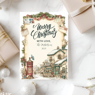 Cartão De Festividades Caixa de Correio Vitoriana de Natal