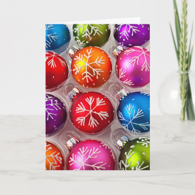 Cartão De Festividades Caixa de enfeites de natal do floco de neve (Frente)