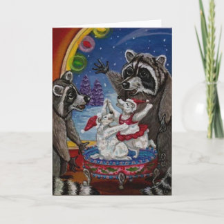 Cartão De Festividades Caixa de música do RACCOON Dancing Bear