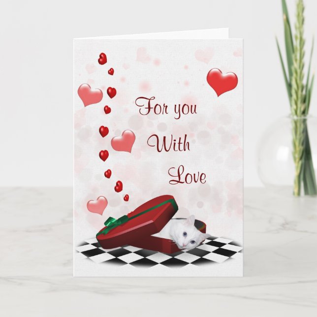 Cartão De Festividades Caixa de Namorados de gatos (Frente)