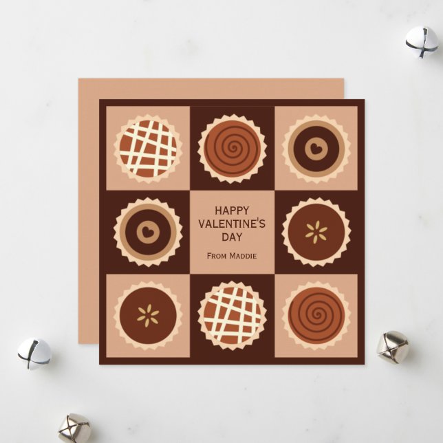 Cartão De Festividades Caixa de Namorados de Sala de Aula de Chocolates (Frente/Verso In Situ)