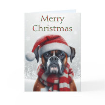 Caixa de Natal do Cão Boxer com Chapéu de Papai No
