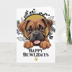 Cartão De Festividades Caixa Feliz Natal Canino Boxer