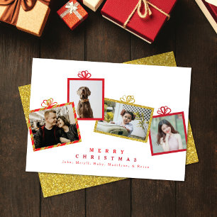 Cartão De Festividades Caixas de Presente de Foto com Brilho Vermelho e D