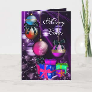 Cartão De Festividades Caixas de Presente Merry Xmas Bolas de Natal