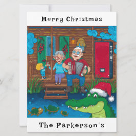 Cartão De Festividades Cajun Alligator Faz Natal