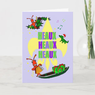 Cartão De Festividades Cajun Crawfish Fleur de Lys Christmas