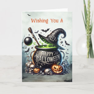 Cartão De Festividades Caldeirão de Bruxas Feliz Halloween