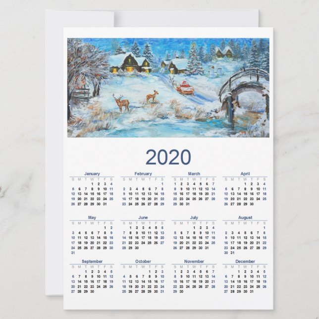 Cartão De Festividades Calendário 2020 (Frente)