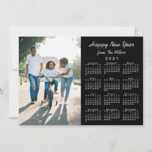 Cartão De Festividades Calendário 2021 Feliz ano novo de Foto Moderno Pr