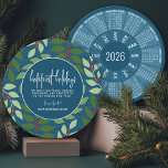 Cartão De Festividades Calendário 2023 - Azul Verde Botânico Mais Feliz<br><div class="desc">Feriados mais felizes - Este design incomum pode ser usado para um cartão de saudação comercial ou para uma família que deseja um cartão sem foto. A saudação - feriados mais felizes - pode ser alterada juntamente com o nome da empresa e a mensagem detalhada. O fundo é um padrão...</div>