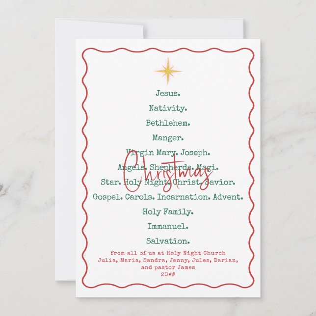 Cartão De Festividades Calendário 2025 Natal Natal Jesus Religioso (Frente)