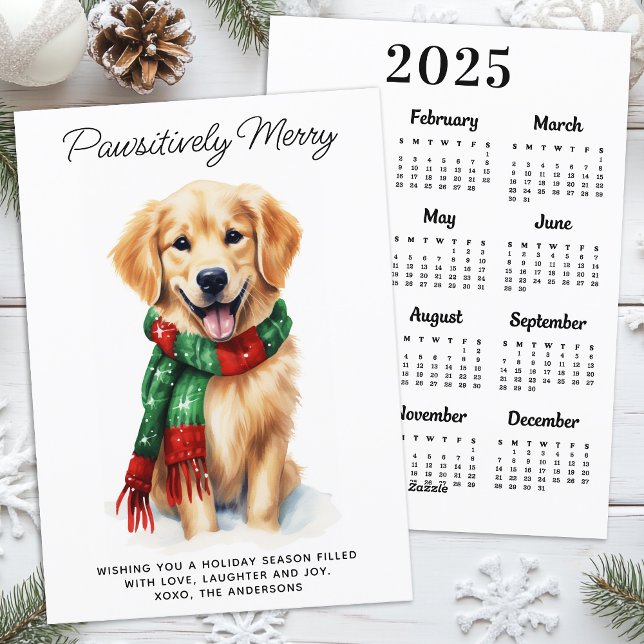 Cartão De Festividades Calendário 2026 do Cão Retriever Dourado Fofo Nata (Criador carregado)