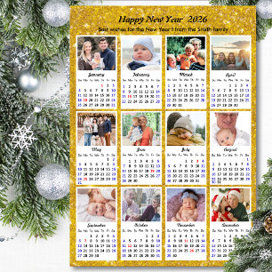 Cartão De Festividades Calendário 2026 Família Moderna 12 Fotos Festivo D