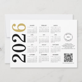 Cartão De Festividades Calendário 2026 Logotipo Comercial Código QR Feliz