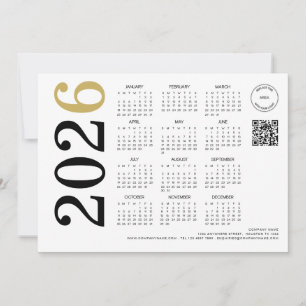 Cartão De Festividades Calendário 2026 Logotipo da Empresa Código QR Feli