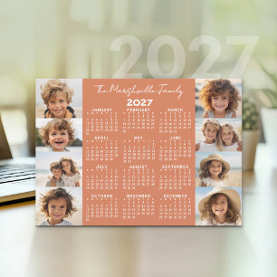 Cartão De Festividades Calendário 2027 - 8 Fotos Terracota Branco