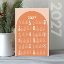 Calendário 2027 - boho mod arco retro coral