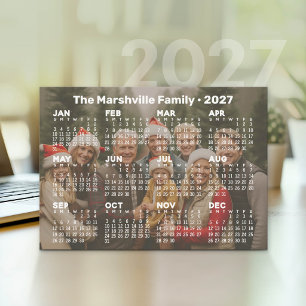 Cartão De Festividades Calendário 2027 com Foto de Fundo