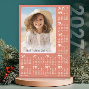Cartão De Festividades Calendário 2027 com Foto e Texto - Coral