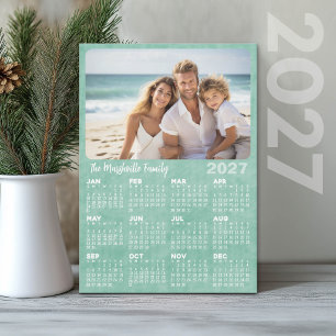 Cartão De Festividades Calendário 2027 com Foto Texto Personalizado Praia