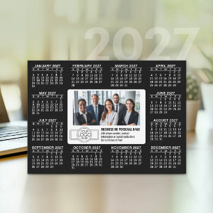 Cartão De Festividades Calendário 2027 com Informações de Contato do logo