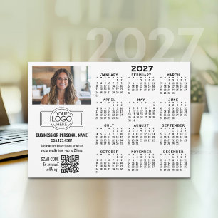 Cartão De Festividades Calendário 2027 com logotipo, Código QR, Foto e Ma