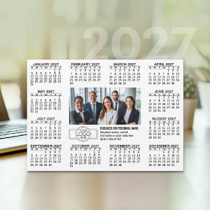 Cartão De Festividades Calendário 2027 com logotipo Informações de Contat