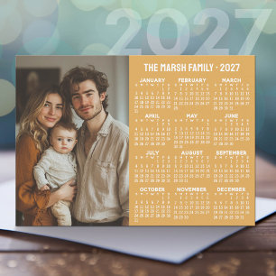 Cartão De Festividades Calendário 2027 - Foto e Texto Modernos