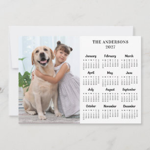 Cartão De Festividades Calendário 2027 Pet Cão Crianças Ano Novo Foto Per
