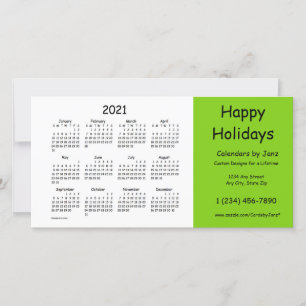 Cartão De Festividades Calendário comercial amarelo verde 2021 por Janz H