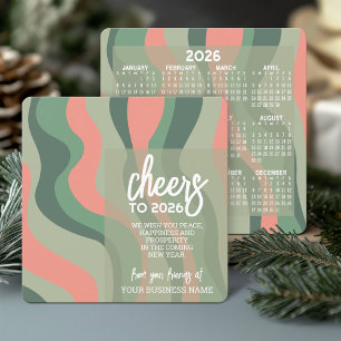 Cartão De Festividades Calendário - Curvas Orgânicas Logotipo Empresarial