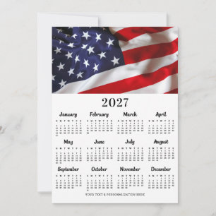Cartão De Festividades Calendário de 12 Meses do Patriótico Americano USA