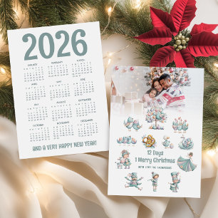 Cartão De Festividades Calendário de 2026 Foto: 12 dias de Natal