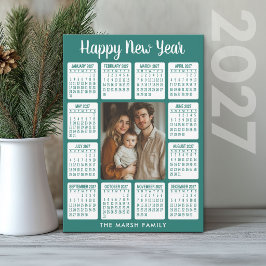 Cartão De Festividades Calendário de 2027 - Foto Vertical no Centro