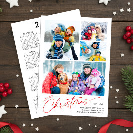Cartão De Festividades Calendário de 4 Fotos com Rotulo de Natal Minimali
