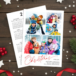 Cartão De Festividades Calendário de 4 Fotos com Rotulo de Natal Minimali